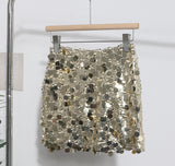Real Shooting Heavy Industry Glitter Bling Bling Dress Babes Night Shop High-Waisted Ass A Short Skirt 1029