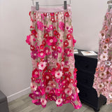 Net Yarn Heavy Industry Three-Dimensional Flower Skirt Fashion Personality A-Shaped Skirt