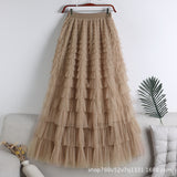 Net Yarn Splicing Cake Skirt 2025 Spring, Summer And Autumn And Winter New Medium And Long Skirt A-Word Long Skirt Pong Yarn Skirt