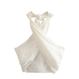 2025 Summer New Women's Neck Neck Neck Linen Shirt Vest Straight Trousers Set