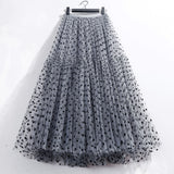 Autumn And Winter Net Yarn Half Body Cake Skirt Super Umbrella Skirt Long Heavy Industry Embroidery A Word Skirt Ponpong Net Yarn Skirt