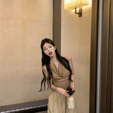 Swinging Neck-Laught Back 2025 Sling Vest Women's Summer Wears A Short High-End Design Sleeveless Top