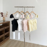 2025 Summer New Korean Gentle Sweet Lace Slings Women Pure Want To Be Thin Short Shirt