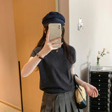 Simply Wind Half-High Collar Sleeveless Knitted Shirt Women's Summer Slim Design Sweater Waist High-End Feel Top