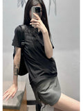 Export Korean Version Of The Babes Bag Hip Skirt Women's Summer Skirts Folded Short A-Word Fake Two-Piece Suit Low-Waisted Skirt