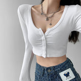 Spice Girls Short-Num T-Shirt Embody Temperament V Collar Long-Sleeved T-Shirt Thai Summer Spring And Autumn Winter Top
