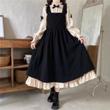 Spring Small Salt Milk Sweet College Wind-Backed Dress Women Loose Folded Cute Two Sets