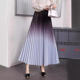 2025 New High-End Women's Dress Gradient Half-Dress Skirt Women's Long Dress High Waist Lengthened Version Of The 100-Folded Skirt
