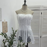Real Shooting Holiday Style Design Sense Irregular Folded Brae Vest With Chest Cushions Sleeveless Top Woman 8880