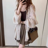 Medium Long Lantern Sleeve Horse Knitted Shirt Coat Women Summer Loose Lazy Thin Shawl Outside The Coat