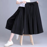 High-Rise Skirts Ladies Summer Thin 2026 New Ice Silk Broad-Legged Pants Pendant Casual Seven-Point Skirt