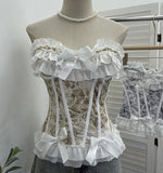Pure Hottie Net Yarn Bow Braid Vest With Anti-Slip Strip Short Slipless Top 2823