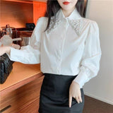 2025 Spring Dress New Temperament Heavy-Weight Industrial Hand Nail Beads Long-Sleeved Shirt Women's French Loose Blouse Tide
