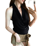 Lyselle Tiansi French Temperament Collar Sleeveless Hanging Neck Sling Vest Women 2025 New Chic Top