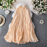 Design Sense Of Irregular Folding High Waist Half-Dress Woman 2025 Summer New Set Of Meat Display Skinny Swing Dress