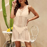 Women's Knitted Beach Dress Burqa Beach Resort Bikini Outside The Sunscreen Dress Straight