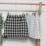 French-Style Light-Cooked Wind Coarse Flowers Lattice Short Skirt 2025 Spring And Autumn Small Fragrant Wind Showing Thin A-Word Bag Hip Skirt 8895