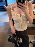 Wooden Ear Sling Vest Lady Pure Want Embroidery 2026 New Summer Can Wear A Niche Slimming Top