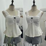 Real Shot Collision Lace Lace Splicing Sling Sling With Chest Cushions Wearing Short Sleeveless Top 9310