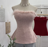 Solid Shot Hair Stitched Knitted Bra With Chest Pad Inside The Waist Sleeveless Wrapped Chest Cloth 9297