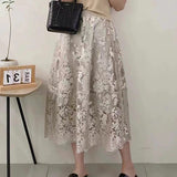 French Mesh Heavy Industry Embroidery Half Dress Woman 2025 New Autumn Egan Yarn Large Size A Word Half Skirt Long Skirt