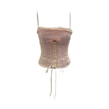 Real Shooting Thousand Gold-Sensitive Bow Strap Lace Lace With Breast Pad Sling Vest Short Blouse 1551