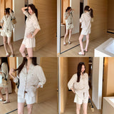 Korean Version Of White Collar Shirt Female Long Sleeve Double Pocket Metal Buckle Commuting Temperament Blouse