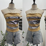 Punk Y2k Spice Girls Festival Wears Spliced Brats With Bra Vest Short Sleeveless Top 1338
