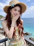 New Chinese Retro Sling Dress Woman's New Elegant Waist Repair Open Bag Hip Skirt Fishtail Skirt Two-Piece Set Of Women