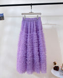Sweet Heavy Industry Network Saupong Cake Skirt Apricot-Color Lotus Side Layer Feeling Half-Body Skirt Autumn And Winter Horny Fairy Dress
