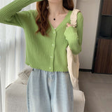 Korean Knitted Cardigan Women's Autumn And Winter New Body-Repair Niche Design With A Short Bottom Long-Sleeved Top Coat