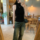 Design Sense Half-High Collar Hanging Neck Knitted Vest Women's Summer Wear 2026 New Unique Beautiful Small Sling Suit