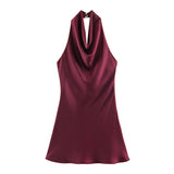 2025 Summer New Female Fashion Sexy Hot Girl Silk Lily Hanging Neck Dress 8741074