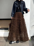 Real Shooting Autumn And Winter New 2025 Korean Original Heavy Industry Thousand Layer Wooden Ear Cake Skirt Beautiful Long Pony Dress