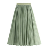 Two Sides Wearing Pit Strip Net Yarn 100-Fold Skirt 2025 Spring And Summer New Ice Silk A-Word Umbrella Skirt In The Long Skirt