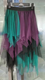 Irregular Net Dress Women Color Splicing Colliding Color A-Character Skirt Cake Fluffy Skirt Long Half-Body Skirt