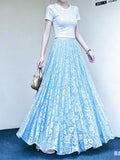 Oceanish Light Lace Half-Dress Girl Gentle Organ Folded Dress A-Character Skirt Hanging Skirt