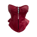 Real Shot With Chest Cushion Anti-Slip Bar Hottie Bosom Waist Pu Skin Hook Wrapped Breastless Top Woman 2785