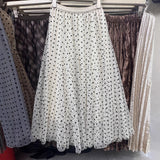 Autumn And Winter Planting Velvet Small Wave Dot Fairy Long High-Waist Temperament Full Thin Half Skirt Dot Big Swing A Skirt