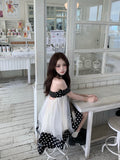 French One-Word Shoulder Mesh Yarn Dot Dress Women's Summer Seaside Holiday Small Temperament Relaxed Pure Desire Short Skirt