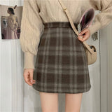 Hairy Lattice Skirt Women's Dress 2025 Spring And Autumn Winter New High-Waist Retro A-Character Skirt With A Short Skirt