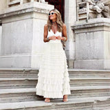 2025 Summer Explosion Fashion Mesh Cake Half-Dressed Dress Woman