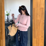 Korean Basic Gray Round-Neck Long-Sleeved T-Shirt Women's Autumn And Winter New Slimming Inside And Bottom Shirt Top