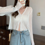 Ultra-Thin Sunscreen Knitted Small Cardigan Thin Women's Sling Skirt Burqa Spring And Autumn Ice Silk Air-Conditioning Shirt Short Coat