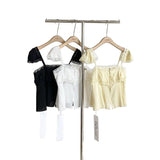 2025 Summer New Korean Gentle Sweet Lace Slings Women Pure Want To Be Thin Short Shirt