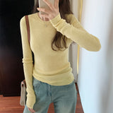 2026 Early Spring Thread Slimming Thin Tsets Bottom Knitted Women's Autumn Round Collar With Long-Sleeved Top