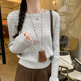 Vintage Sesame Sweater Pure Cotton High-End Knitted Jersey Women 2025 New Autumn And Winter Han Idling Wearing Short Top