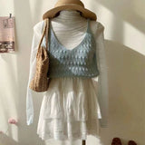 South Korea Dongdaemun 2026 Spring And Summer New Korean Version Of The Slimming Short Simple Thin Knitted Sling Sling Shirt