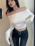 Autumn/Winter 2025 New Design Pure Sweet Hottie Shoulder Repair Height Waist Long-Sleeved Top Female Shoulder Sweater