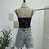 Real Shot Abstinence Hottie Low Breast With Breast Pad Lace Slings Vest V-Neck Butterfly-Like Umbilical Umb 3045